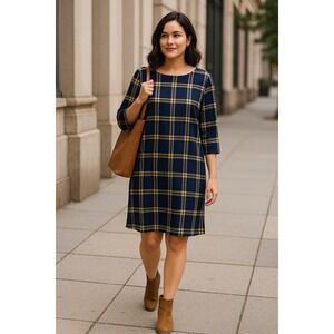 Old Navy Sheath Dress‎ Women's Medium Blue Plaid Office Classic Business Casual